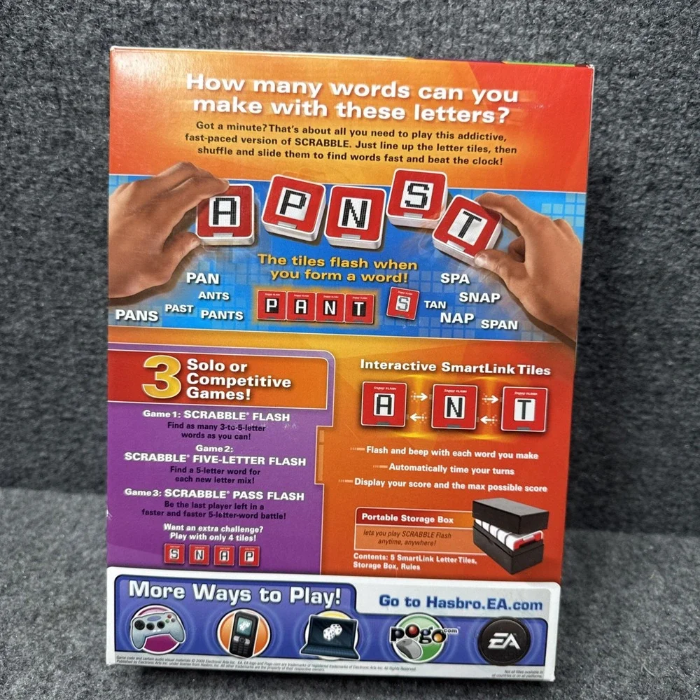 2010 Hasbro Scrabble Flash Electronic Word Family Age 8+ Game‎ New Sealed
